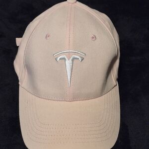​Official Tesla Embroidered Baseball Cap in Pastel Pink